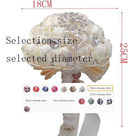 Artificial Wedding Bouquets Hand Made Flower Rhinestone Bridesmaid Crystal Bridal Wedding Bouquet - V.I.P Digital Presence