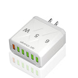 Cargador de teléfono móvil estándar coreano de carga rápida de 65 W, cargador de viaje con cabezal de carga rápida multipuerto de 6 USB 