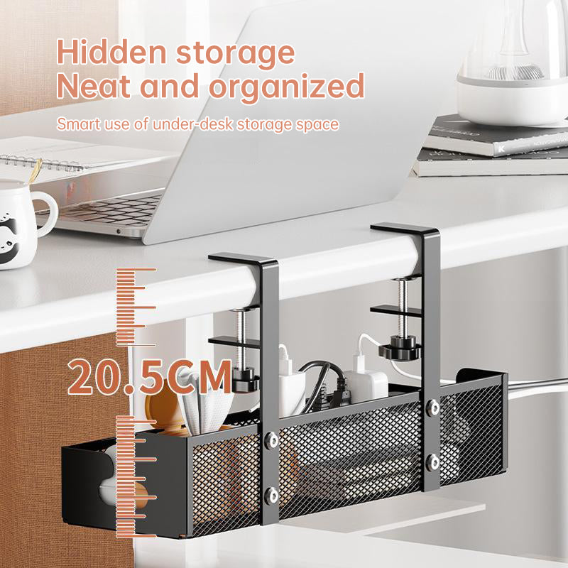 No-drill under-desk cord rack: metal mesh, high-load cable holder. - V.I.P Digital Presence