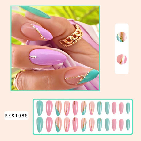 Nail Art Almond Nails Finished Wearable Nails Mid-Length Nail Art Patch Ins Style Hot Girl - V.I.P Digital Presence