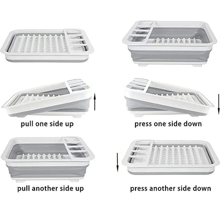 Foldable Dish Rack Kitchen Storage Water Leakage Plastic Tableware Bowl Dinnerware Drain Bowl Tray Home Drying Rack Washable - V.I.P Digital Presence