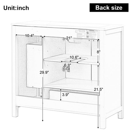 36 inch bathroom vanity with sink, one double door cabinet one large drawer and one flip drawer solid wood and MDF board, green - V.I.P Digital Presence