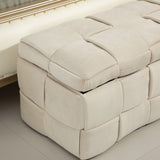 COOLMOR storage Ottoman chair, bedroom end stool, cushioned fabric entrance cushioned footstool with safety hinge (beige) - V.I.P Digital Presence
