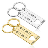 Personalized Heart Keychain Set  Engraved King Date and Name Love Keyring Gift for Couples Girlfriend Boyfriends Key Chain Rings - V.I.P Digital Presence