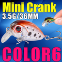 AFISHLURE 36 mm 3,5 g Crank Bait Señuelo de pesca artificial de plástico duro Carpa falsa Pesca Wobbler Leurre Peche Isca 