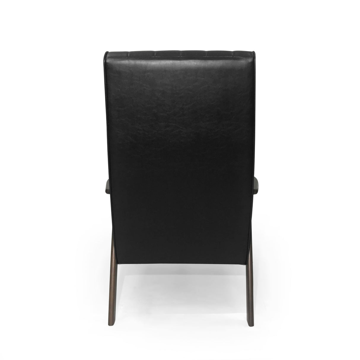 Mid Century Modern Upholstered Accent Chair, Matte Black Faux Leather - V.I.P Digital Presence