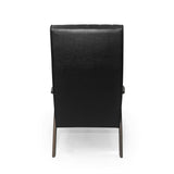 Mid Century Modern Upholstered Accent Chair, Matte Black Faux Leather - V.I.P Digital Presence