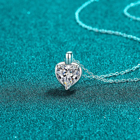 2 Carat Moissanite 925 Sterling Silver Heart Shape Necklace - V.I.P Digital Presence