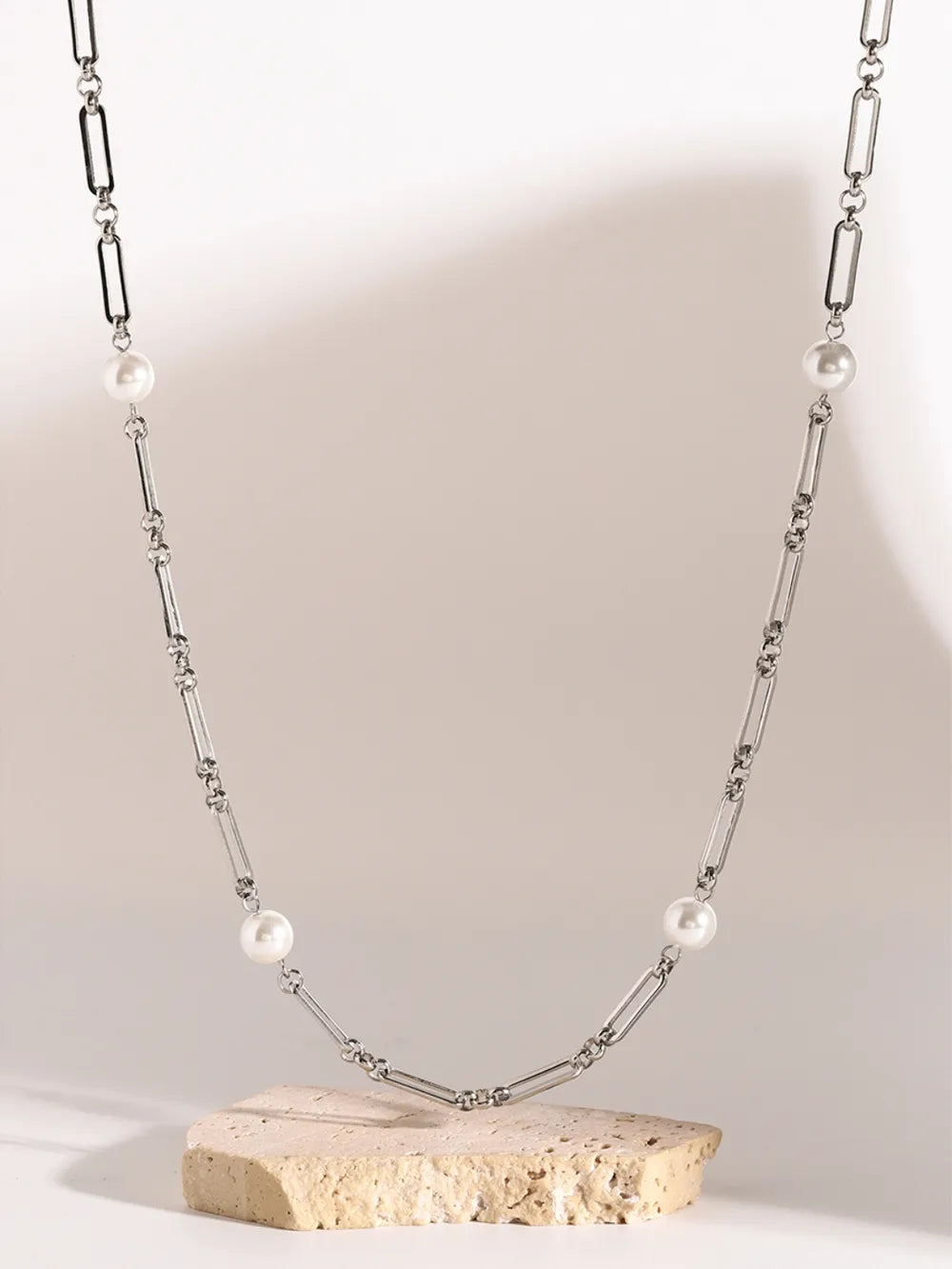 Stainless Steel Pearl Chain Necklace - V.I.P Digital Presence