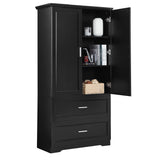 Tall Bathroom Storage Cabinet, Cabinet with Two Doors and Drawers, Adjustable Shelf, MDF Board, Black - V.I.P Digital Presence