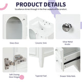30" Bathroom Vanity with Sink, Bathroom Vanity Cabinet with Three Drawers and Door, Solid Wood and MDF, White - V.I.P Digital Presence