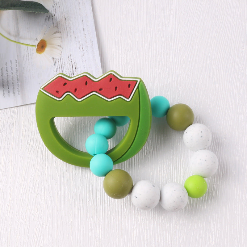 Pulsera de frutas con dibujos animados para bebé, pulsera molar, juguete de dentición para bebé, masticable, chicle 