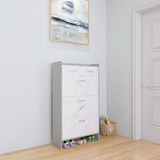 High Glossy Marble Color Doors Shoe Rack 3 Doors Shoe Cabinet With 2 Drawers - V.I.P Digital Presence