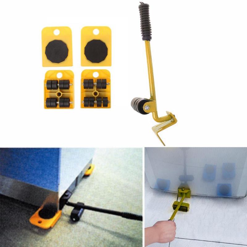 Furniture Mover Tool Set Furniture Transport Lifter Heavy Stuffs Moving Tool 4 Wheeled Mover Roller+1 Wheel Bar Hand Tools Set - V.I.P Digital Presence