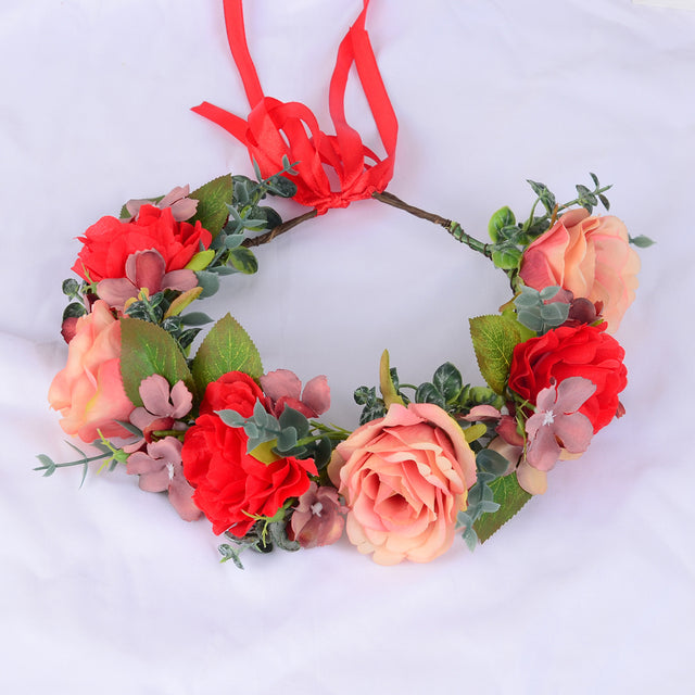 Wreath cloth art Rose Hair Ornament children's scenic spot Festival Performance welcome ceremony headdress headdress - V.I.P Digital Presence