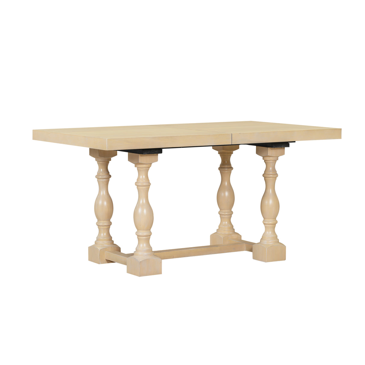 Traditional 6-Piece 78inch Trestle Extendable Dining Table Set with One 18inch Removable Leaf Padded Dining Chairs Bench,Natural - V.I.P Digital Presence