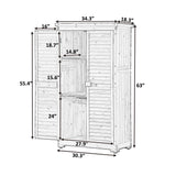 Wooden Garden Shed 3-tier Patio Storage Cabinet Outdoor Organizer Wooden Lockers with  Wood (Natural Wood Color -Shutter Design) - V.I.P Digital Presence