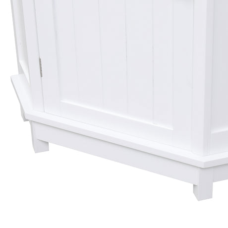 White Bathroom Cabinet Triangle Corner Storage Cabinet with Adjustable Shelf Modern Style MDF Board - V.I.P Digital Presence