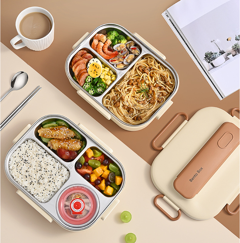 Microwave-heatable 304 stainless steel compartment sealed insulation lunch box lunch box - V.I.P Digital Presence
