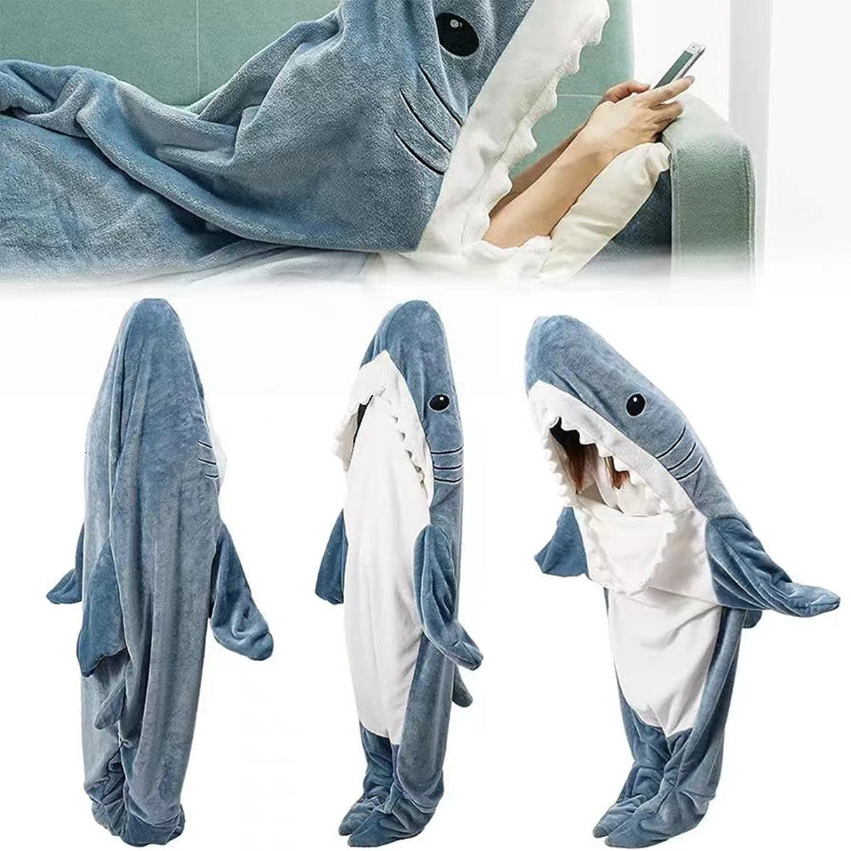 Cartoon Shark Sleeping Bag Pajamas Office Nap Shark Blanket Karakal High Quality Fabric Mermaid Shawl Blanket For Children Adult - V.I.P Digital Presence