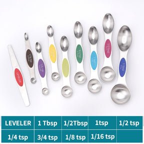 Magnetic suction double head measuring spoon 9-piece set of stainless steel baking household kitchen salt spoon - V.I.P Digital Presence