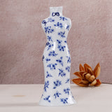 Ceramic ornaments blue and white porcelain mini vases cheongsam flower arrangements living room home decorations - V.I.P Digital Presence