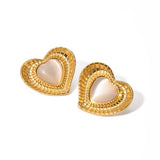 White cat eye stone earrings with niche temperament titanium steel earrings - V.I.P Digital Presence