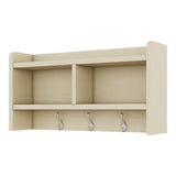 Four in one detachable hall tree with drawers and cabinets, 7 hooks, multifunctional corridor hangers, antique beige shoe stools - V.I.P Digital Presence