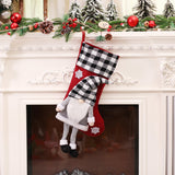 Christmas Day Decoration Red Black White Grid Faceless Forester Christmas Socks Dwarf Hanging Doll Candy Gift Bag - V.I.P Digital Presence