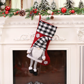 Christmas Day Decoration Red Black White Grid Faceless Forester Christmas Socks Dwarf Hanging Doll Candy Gift Bag - V.I.P Digital Presence