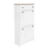 ONTREND with 2 flip drawers, top shoe cabinet with drawers, independent shoe rack with adjustable panel, white - V.I.P Digital Presence