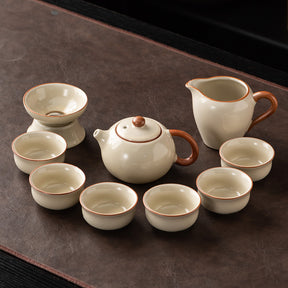 Ru Kiln Chinese Kung Fu Tea Set Household Ceramic Xishi Pot Hovering Cover Bowl Tea Cup Set - V.I.P Digital Presence
