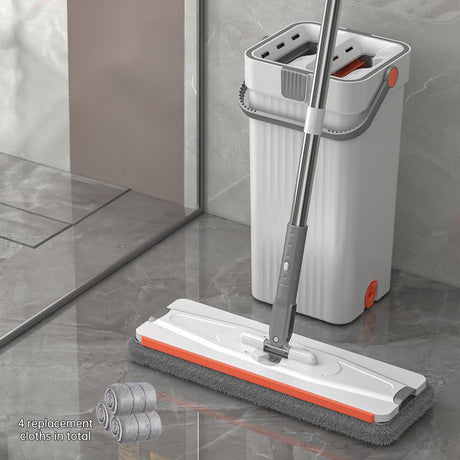 A 33cm Home Floor Cleaning Set: Hand Free Flat Mop & Bucket, 360° Rotating, Washable Microfiber, Lazy Cleaning Tool. - V.I.P Digital Presence