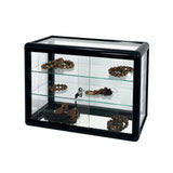 Tempered glass counter top display cabinet with sliding glass door and lock, standard aluminum frame - V.I.P Digital Presence