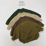 New Children Vintage Knitted Sweater Baby Girl Solid Casual Knitwear Boys Loose Versatile Pullover Kids Thicken Warm Tops - V.I.P Digital Presence