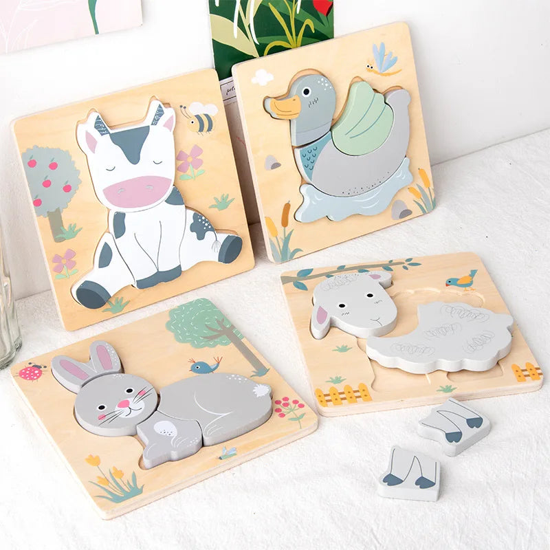Wooden New Cartoon Animal Stereoscopic Plane Puzzle for Early Childhood Education Cognitive Puzzle Puzzle Toy - V.I.P Digital Presence