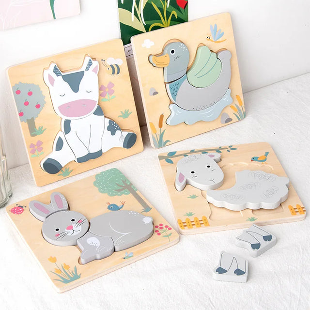 Wooden New Cartoon Animal Stereoscopic Plane Puzzle for Early Childhood Education Cognitive Puzzle Puzzle Toy - V.I.P Digital Presence