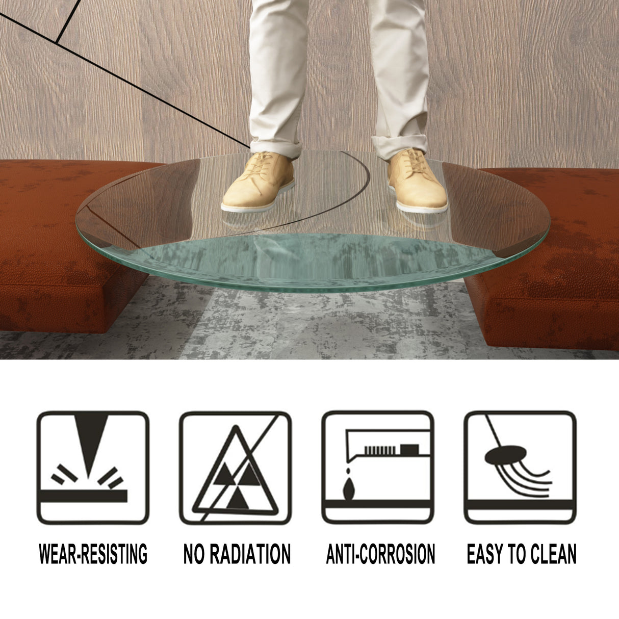 36" Inch Round Tempered Glass Table Top Clear Glass 1/4" Inch Thick Flat Polished Edge - V.I.P Digital Presence