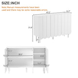 ON-TRANS Cream Style Shoe Cabinet with 5 Adjustable Solid Wood Legs, Large Storage Cabinet with Wave Doors, White - V.I.P Digital Presence