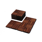 Acacia interlocking deck tile grid pattern, 10 pieces of 12 inch x 12 inch square brown Acacia hardwood outdoor flooring - V.I.P Digital Presence
