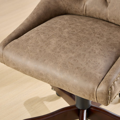 Medieval retro style sheepskin patterned home office chair with lifting, rotating, and tilting functions, brown - V.I.P Digital Presence