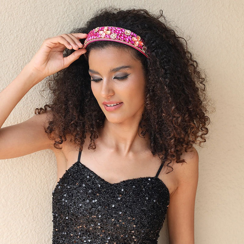 Fashionable diamond inlaid four leaf clover Baroque retro full inlaid rhinestone sponge headband - V.I.P Digital Presence