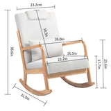 Rocking Chair Upholstered Fabric Rocking Armchair Indoor with High Backrest Glider Chairs and Lumbar Pillow for Living Room - V.I.P Digital Presence