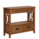 36'' Farmhouse Pine Wood Console Table Entry Sofa Table with 4 Drawers & 1 Storage Shelf (Brown) - V.I.P Digital Presence