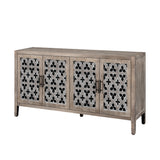 Hollow Four Door Antique Cabinet, American Country Style, Suitable for Living Room, TV Cabinet, Kitchen (Brown) - V.I.P Digital Presence