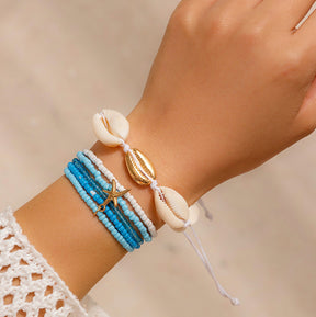 Bohemian vacation style shell rice bead bracelet Bracelet beach starfish bead set for women - V.I.P Digital Presence
