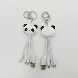 Cartoon Panda One Drag Three Data Wires Cute Keychain Panda Three in One Fast Charging Mobile Phone Charging Cable - V.I.P Digital Presence