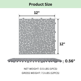 12 x 12 inch gray interlocking deck tiles, plastic waterproof pebble pattern, pack of 12 pieces - V.I.P Digital Presence