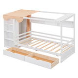 Twin size House Bed with Two Drawers and Wardrobe,White - V.I.P Digital Presence