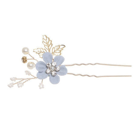 Luxury Blue Flower Hair Combs Headdress Prom Bridal Wedding Hair Accessories Gold Leaves Hair Jewelry Hair Pins - V.I.P Digital Presence